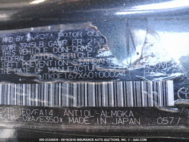 JTKDE167X60100024 - 2006 TOYOTA SCION TC 灰色 照片 9