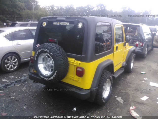 1J4FA49S5YP758609 - 2000 JEEP WRANGLER / TJ SPORT YELLOW photo 4