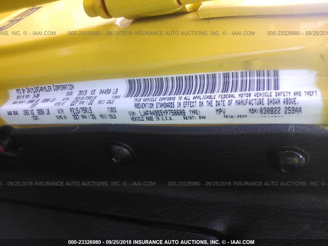 1J4FA49S5YP758609 - 2000 JEEP WRANGLER / TJ SPORT YELLOW photo 9