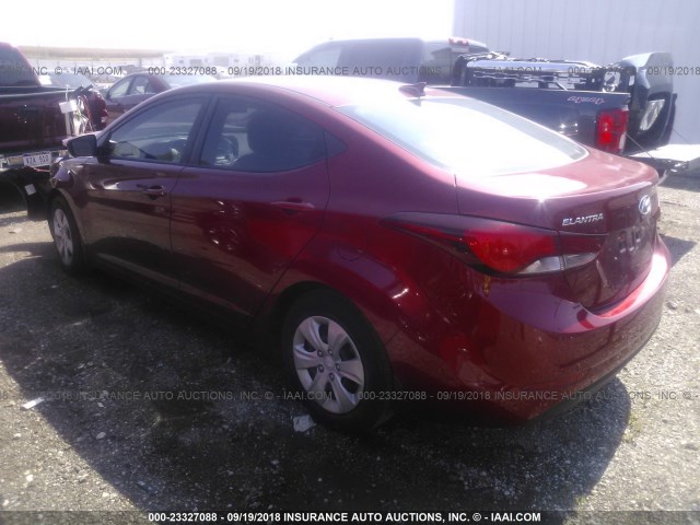 5NPDH4AE7GH791393 - 2016 HYUNDAI ELANTRA SE/SPORT/LIMITED 红色 照片 3