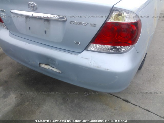 4T1BF30K05U598628 - 2005 TOYOTA CAMRY LE/XLE/SE BLUE photo 6