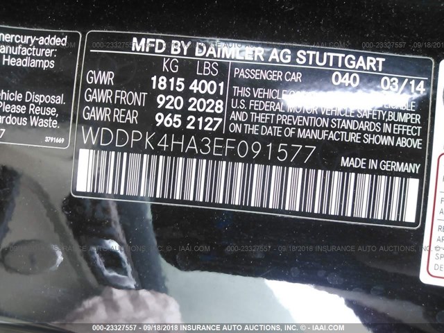 WDDPK4HA3EF091577 - 2014 MERCEDES-BENZ SLK 250 BLACK photo 9