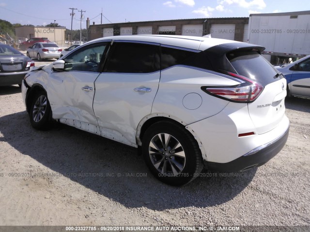 5N1AZ2MG3FN266875 - 2015 NISSAN MURANO S/SL/SV/PLATINUM WHITE photo 3