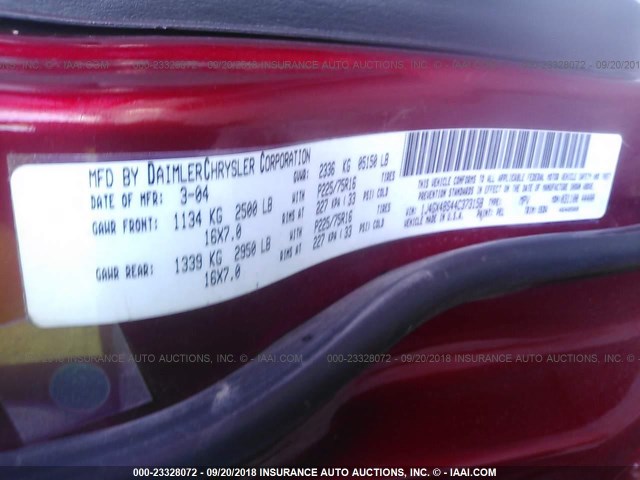 1J4GX48S44C373158 - 2004 JEEP GRAND CHEROKEE LAREDO/COLUMBIA/FREEDOM 栗色 照片 9