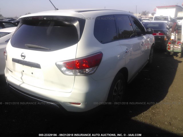 5N1AR2MN6FC627932 - 2015 NISSAN PATHFINDER S/SV/SL/PLATINUM WHITE photo 4