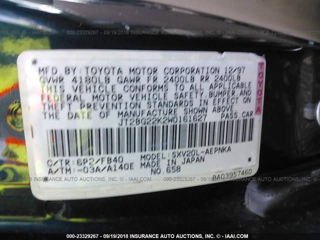 JT2BG22K2W0161627 - 1998 TOYOTA CAMRY CE/LE/XLE 绿色 照片 9