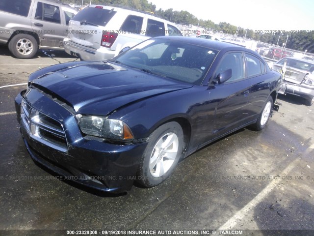 2C3CDXBG3CH262720 - 2012 DODGE CHARGER SE BLUE photo 2