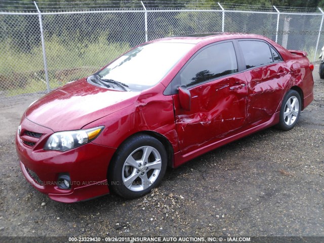 5YFBU4EE8CP052382 - 2012 TOYOTA COROLLA S/LE RED photo 2