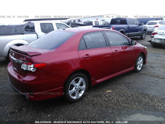 5YFBU4EE8CP052382 - 2012 TOYOTA COROLLA S/LE RED photo 4