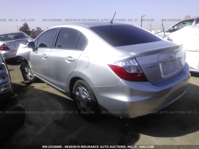 JHMFB4F21CS008927 - 2012 HONDA CIVIC HYBRID SILVER photo 3