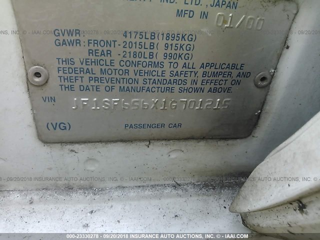 JF1SF656X1G701215 - 2001 SUBARU FORESTER S WHITE photo 9