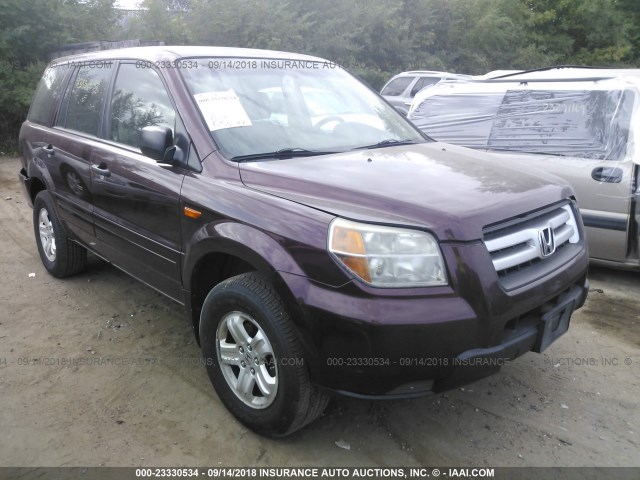 5FNYF18187B017712 - 2007 HONDA PILOT LX MAROON photo 1