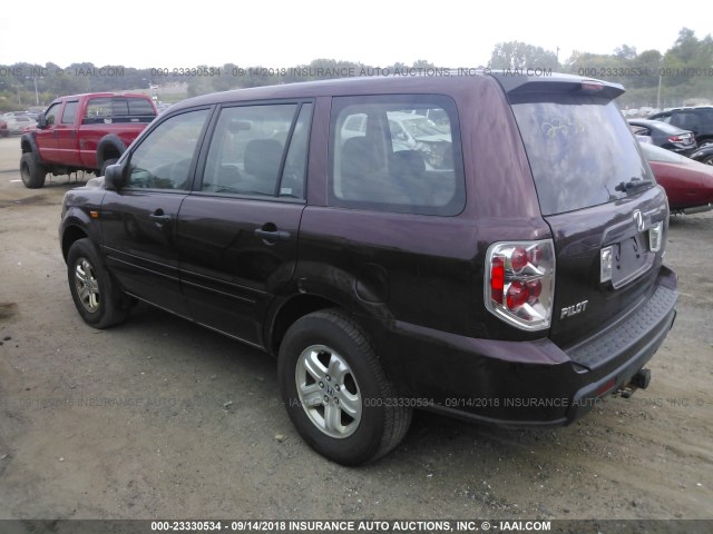 5FNYF18187B017712 - 2007 HONDA PILOT LX MAROON photo 3