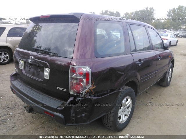 5FNYF18187B017712 - 2007 HONDA PILOT LX MAROON photo 4