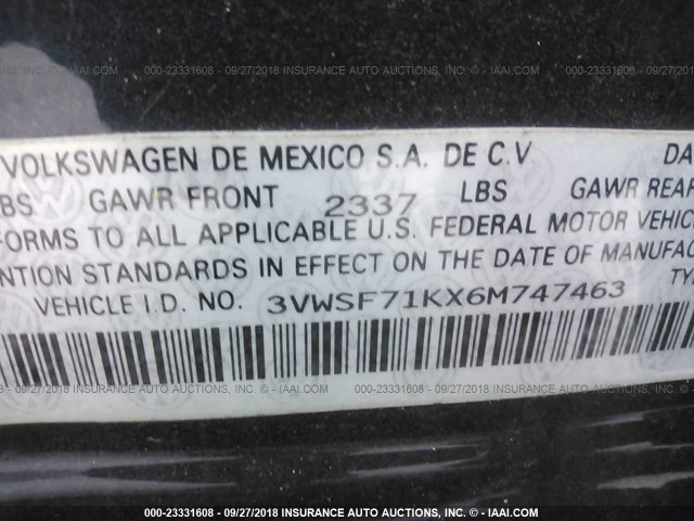 3VWSF71KX6M747463 - 2006 VOLKSWAGEN JETTA Dark Blue photo 9