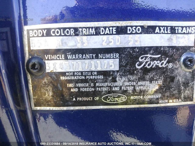 3K43T171175 - 1963 FORD FAIRLANE BLUE photo 9