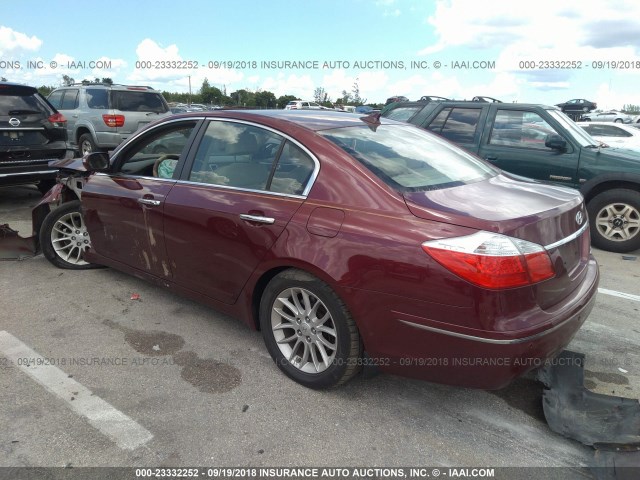 KMHGC4DE9BU113763 - 2011 HYUNDAI GENESIS 3.8L BURGUNDY photo 3