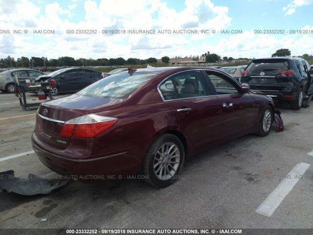 KMHGC4DE9BU113763 - 2011 HYUNDAI GENESIS 3.8L BURGUNDY photo 4