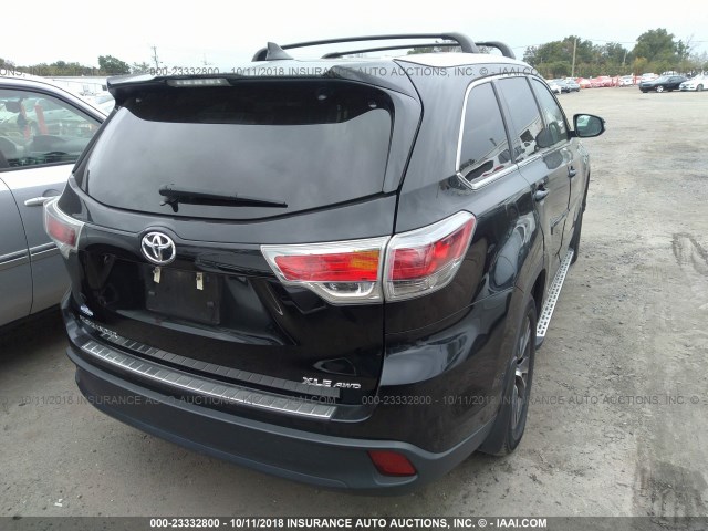 5TDJKRFH7GS302120 - 2016 TOYOTA HIGHLANDER XLE BLACK photo 4