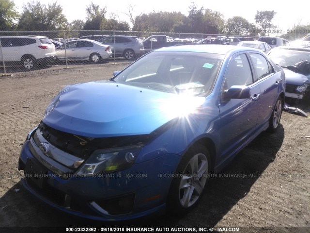 3FAHP0KC9BR177029 - 2011 FORD FUSION SPORT BLUE photo 2