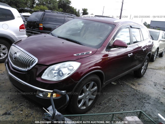 5GALRBED6AJ146197 - 2010 BUICK ENCLAVE CXL RED photo 2