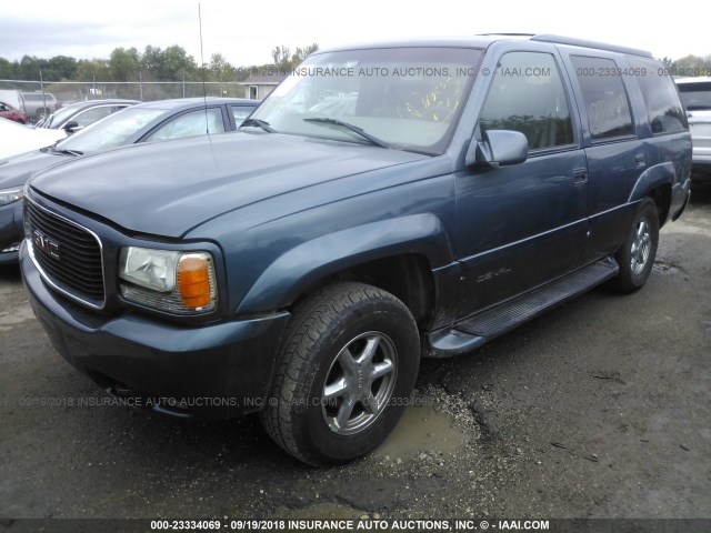 1GKEK13R4YR161107 - 2000 GMC YUKON DENALI BLUE photo 2