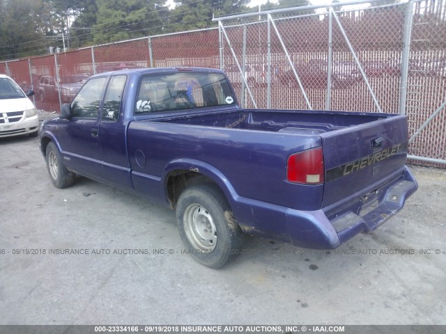 1GCCS19Z6S8265685 - 1995 CHEVROLET S TRUCK S10 BLUE photo 3