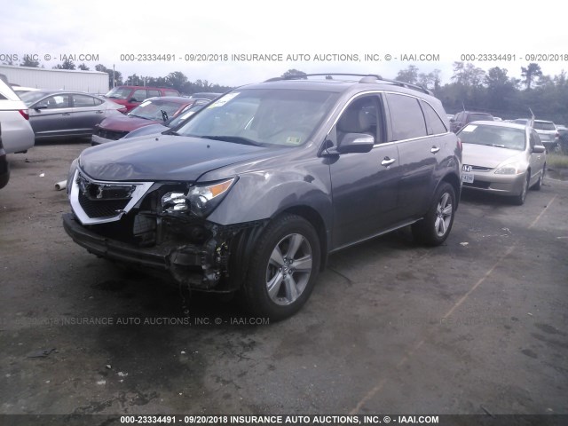 2HNYD2H6XBH520761 - 2011 ACURA MDX TECHNOLOGY GRAY photo 2