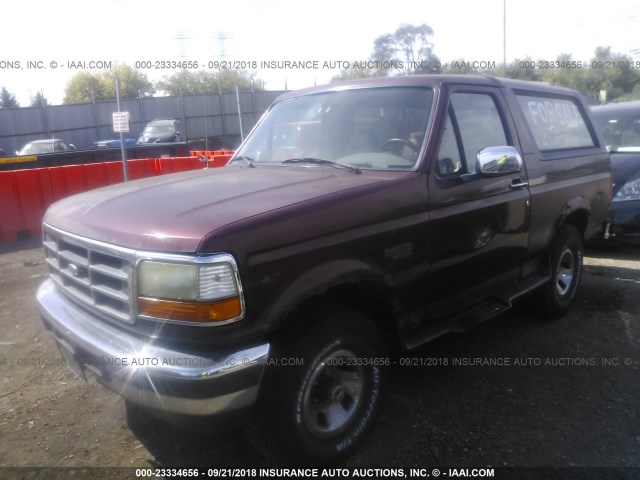 1FMEU15N5TLA52503 - 1996 FORD BRONCO U100 BURGUNDY photo 2