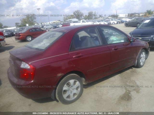 KNAFE121565215194 - 2006 KIA NEW SPECTRA LX/EX MAROON photo 4