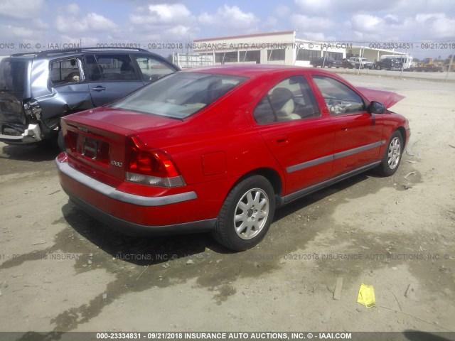 YV1RS61R222143759 - 2002 VOLVO S60 Червоний фото 4