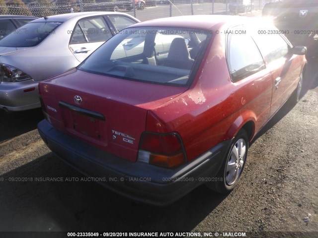 JT2AC52L8V0201662 - 1997 TOYOTA TERCEL CE RED photo 4