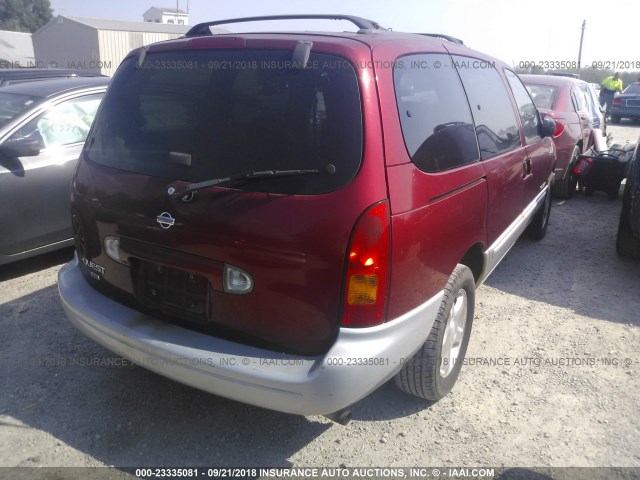 4N2XN11TXXD820357 - 1999 NISSAN QUEST SE/GLE/GXE RED photo 4