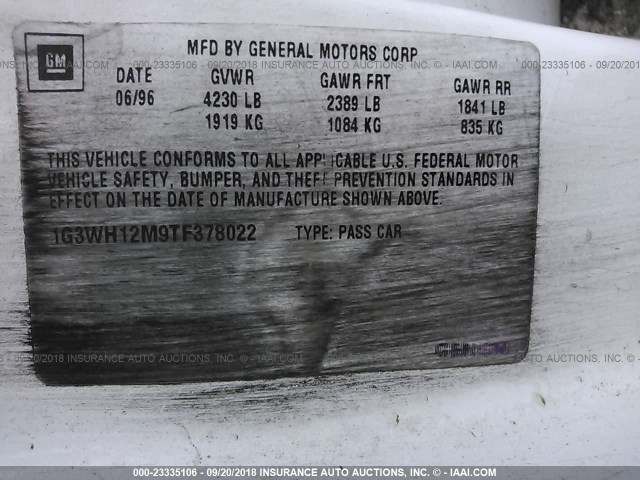 1G3WH12M9TF378022 - 1996 OLDSMOBILE CUTLASS SUPREME SL 白色 照片 9