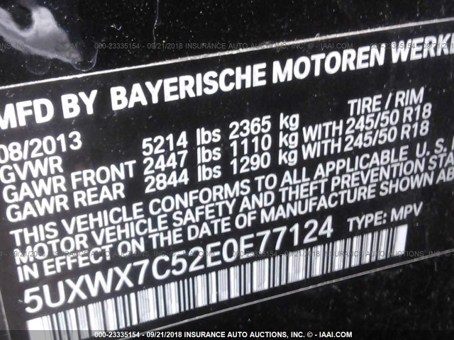 5UXWX7C52E0E77124 - 2014 BMW X3 XDRIVE35I BLACK photo 9