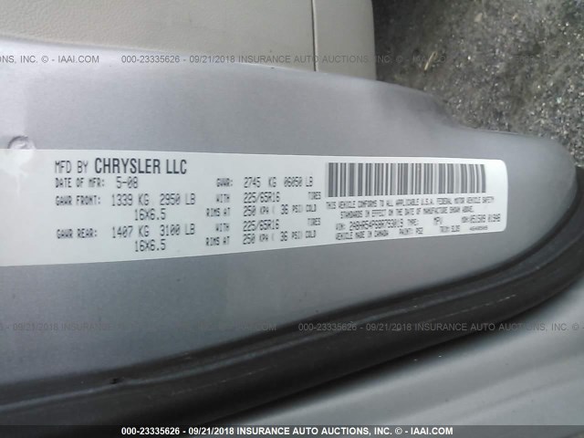 2A8HR54P68R793019 - 2008 CHRYSLER TOWN & COUNTRY TOURING SILVER photo 9