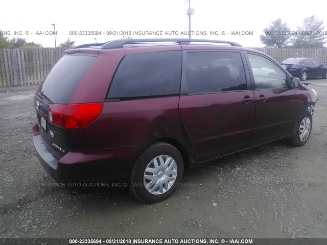 5TDZA23CX6S482181 - 2006 TOYOTA SIENNA CE/LE RED photo 4