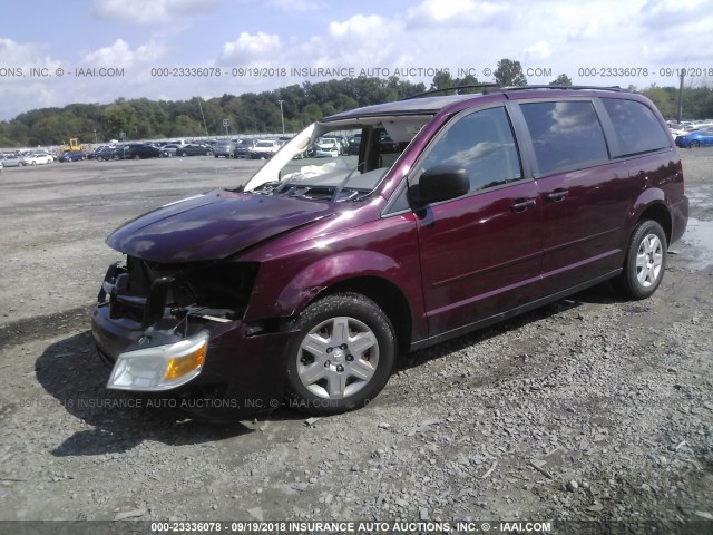 2D8HN44E09R590657 - 2009 DODGE GRAND CARAVAN SE MAROON photo 2