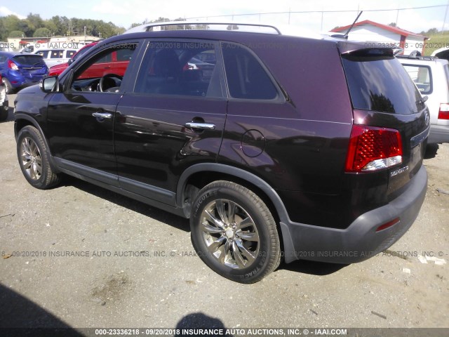 5XYKU4A23BG069914 - 2011 KIA SORENTO EX BURGUNDY photo 3