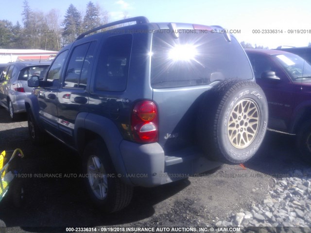 1J4GL48KX2W189639 - 2002 JEEP LIBERTY SPORT BLUE photo 3