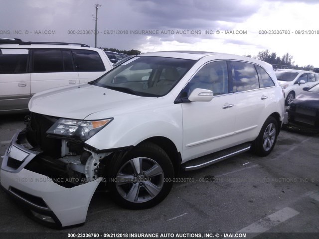 2HNYD2H43DH513779 - 2013 ACURA MDX TECHNOLOGY WHITE photo 2