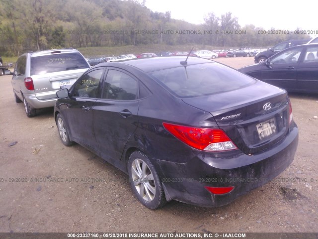 KMHCU4AE8CU148263 - 2012 HYUNDAI ACCENT GLS/GS/SE BLACK photo 3