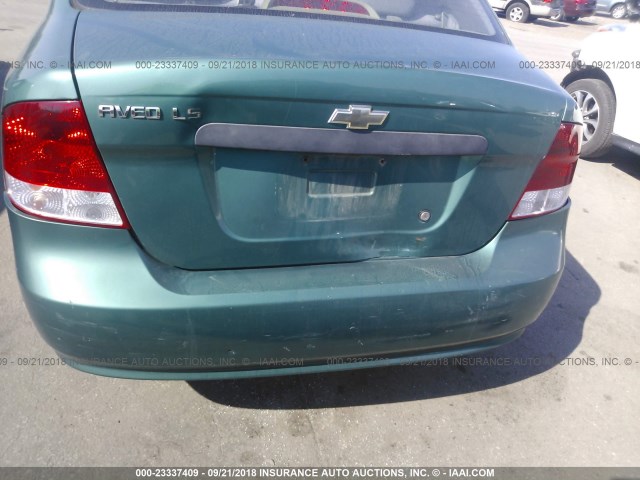 KL1TJ52624B172265 - 2004 CHEVROLET AVEO LS GREEN photo 6