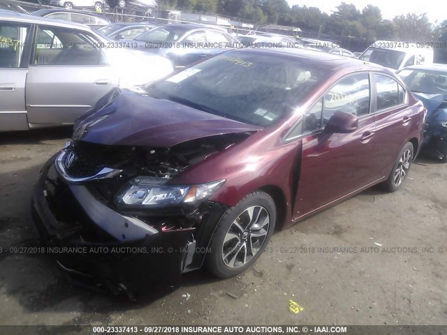 2HGFB2F94DH555400 - 2013 HONDA CIVIC EXL RED photo 2