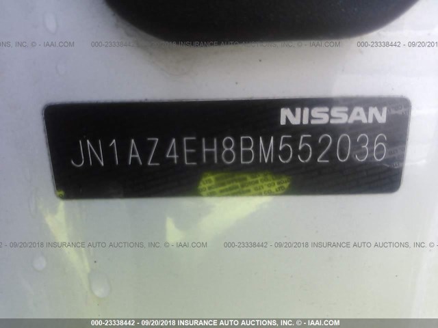 JN1AZ4EH8BM552036 - 2011 NISSAN 370Z TOURING/NISMO WHITE photo 9