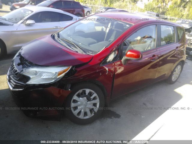 3N1CE2CP5EL380338 - 2014 NISSAN VERSA NOTE S/S PLUS/SV/SL RED photo 2