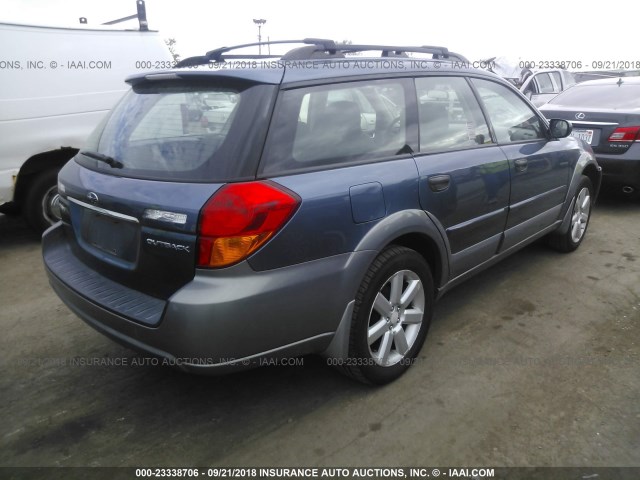 4S4BP61C667347151 - 2006 SUBARU LEGACY OUTBACK 2.5I BLUE photo 4