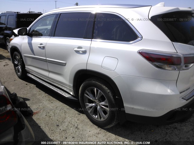 5TDJKRFH6ES008219 - 2014 TOYOTA HIGHLANDER XLE WHITE photo 3