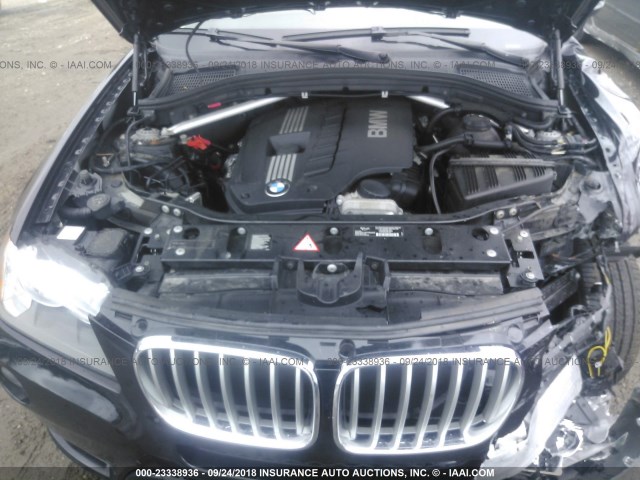 5UXWX5C50CL722077 - 2012 BMW X3 XDRIVE28I BLACK photo 10