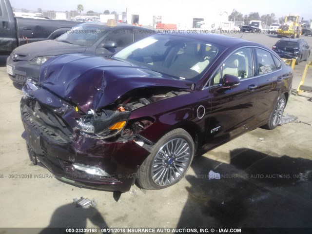 3FA6P0SU8HR329309 - 2017 FORD FUSION TITANIUM PHEV BURGUNDY photo 2